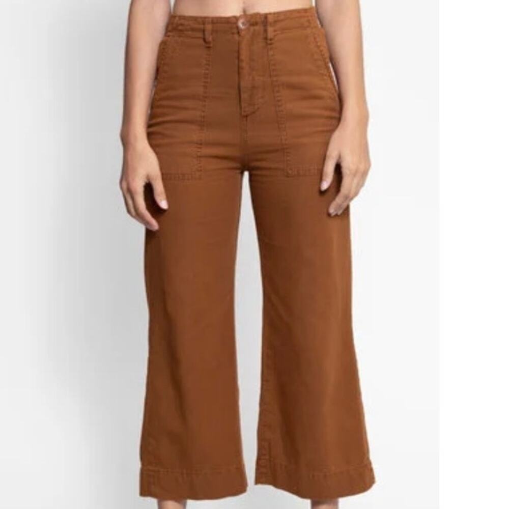 THE GREAT | The General Pant Copper Cropped Wide Leg High Rise Pants Flare‎ | 24